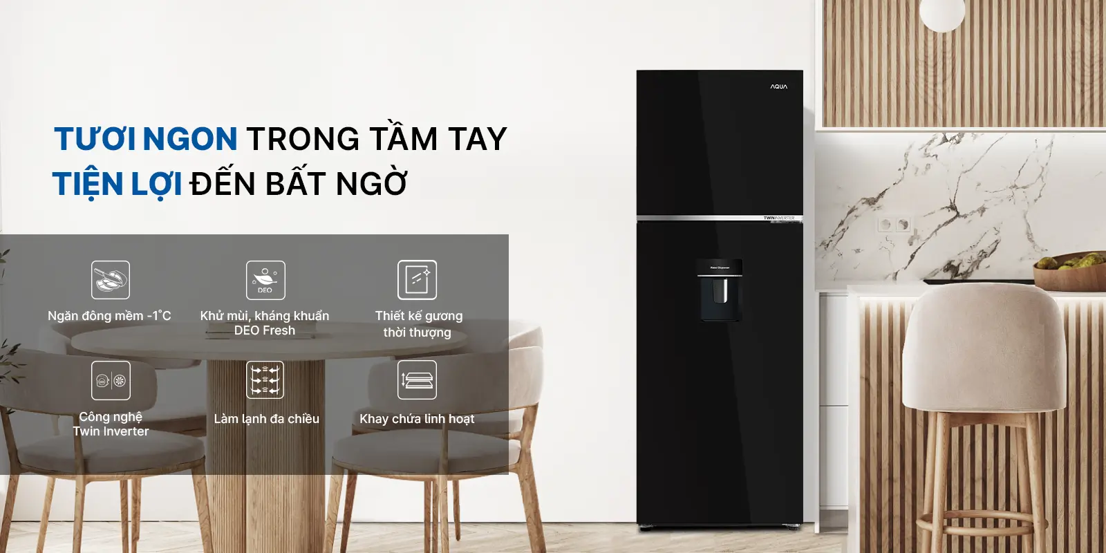 Tủ lạnh Aqua inverter 358 lít AQR-T410FA(WGB)